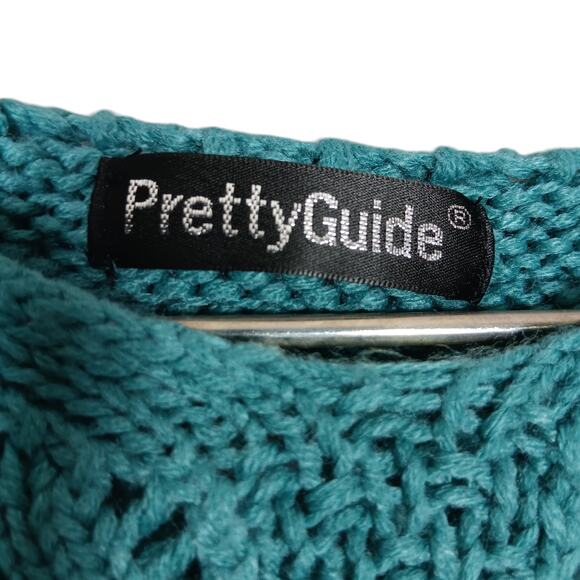 Pretty Guide Cropped Sweater Top Size Small Eyelet Cable Knit Lace Up Goth - Picture 8 of 8